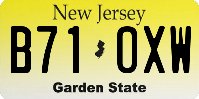NJ license plate B71OXW
