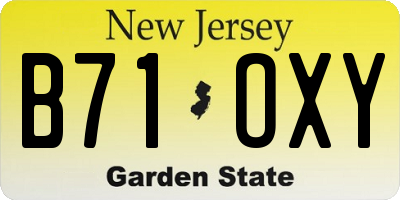 NJ license plate B71OXY