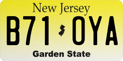 NJ license plate B71OYA