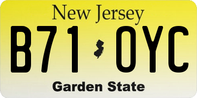 NJ license plate B71OYC