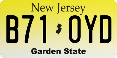 NJ license plate B71OYD