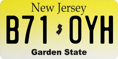 NJ license plate B71OYH