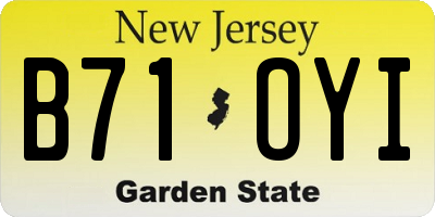 NJ license plate B71OYI