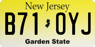 NJ license plate B71OYJ