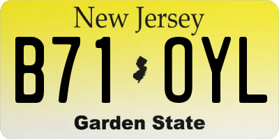 NJ license plate B71OYL