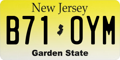 NJ license plate B71OYM