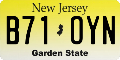 NJ license plate B71OYN