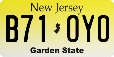 NJ license plate B71OYO