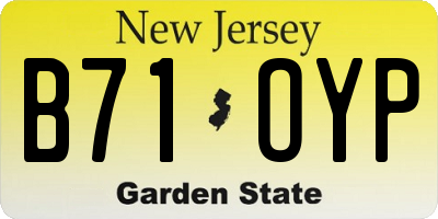 NJ license plate B71OYP