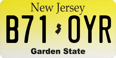NJ license plate B71OYR