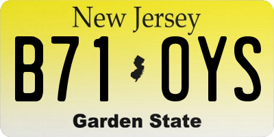 NJ license plate B71OYS