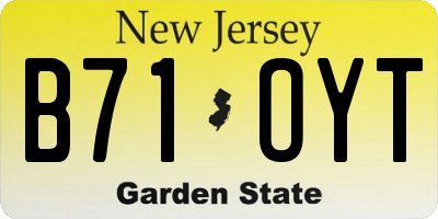 NJ license plate B71OYT