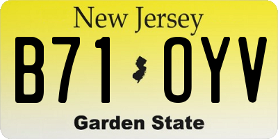 NJ license plate B71OYV