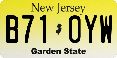 NJ license plate B71OYW