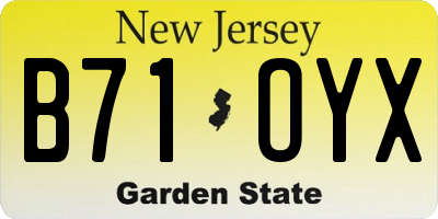 NJ license plate B71OYX