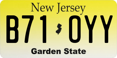 NJ license plate B71OYY