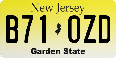 NJ license plate B71OZD