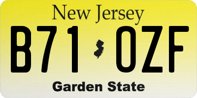 NJ license plate B71OZF