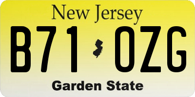 NJ license plate B71OZG
