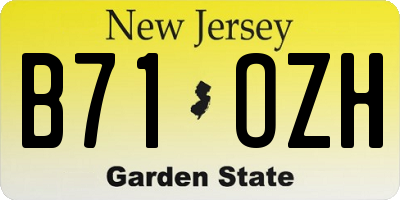 NJ license plate B71OZH