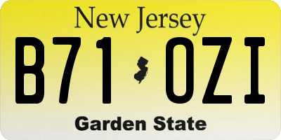 NJ license plate B71OZI