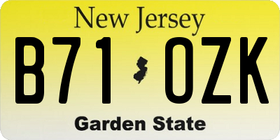 NJ license plate B71OZK