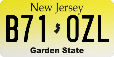 NJ license plate B71OZL