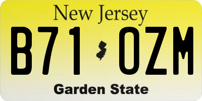 NJ license plate B71OZM