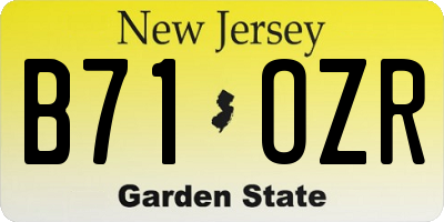 NJ license plate B71OZR