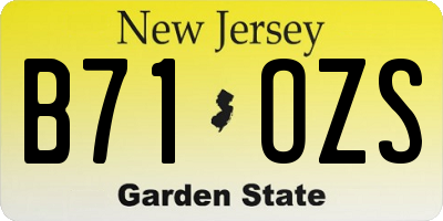 NJ license plate B71OZS