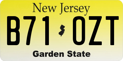 NJ license plate B71OZT
