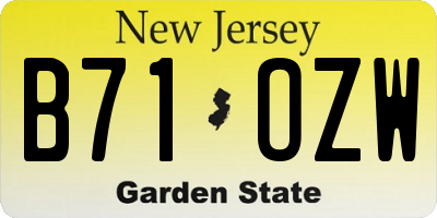 NJ license plate B71OZW