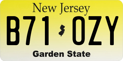 NJ license plate B71OZY