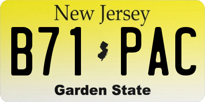 NJ license plate B71PAC