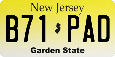 NJ license plate B71PAD
