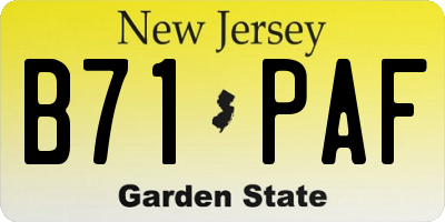 NJ license plate B71PAF