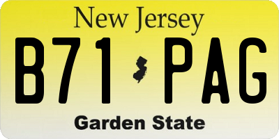 NJ license plate B71PAG