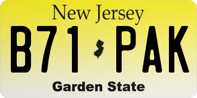 NJ license plate B71PAK