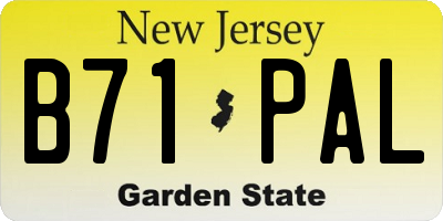 NJ license plate B71PAL
