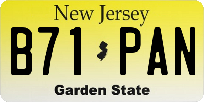 NJ license plate B71PAN