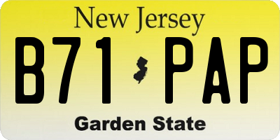 NJ license plate B71PAP