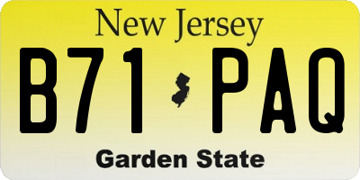 NJ license plate B71PAQ