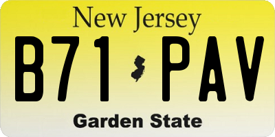 NJ license plate B71PAV