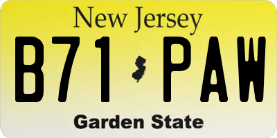 NJ license plate B71PAW