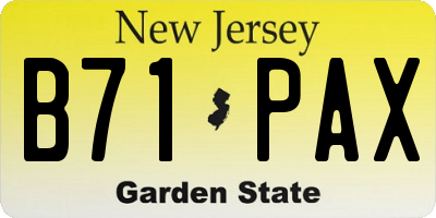 NJ license plate B71PAX