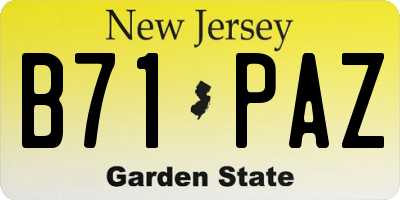 NJ license plate B71PAZ