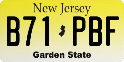 NJ license plate B71PBF