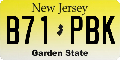 NJ license plate B71PBK