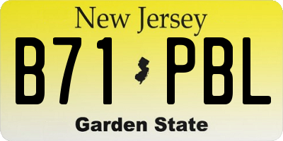 NJ license plate B71PBL