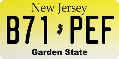 NJ license plate B71PEF